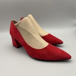 Vaneli Shoes Womens Size 11 N Red Suede Block Heel Pointed Toe Dress Pumps